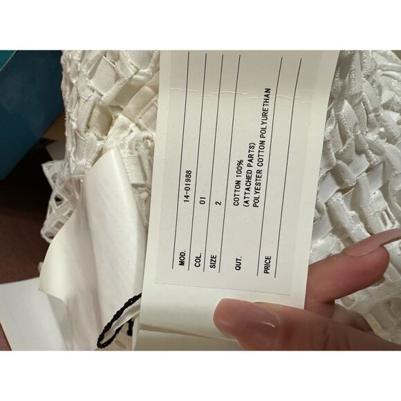 Sacai square lace white woven eyelet fit flare skirt size 2 NEW $1200 - Picture 5 of 9